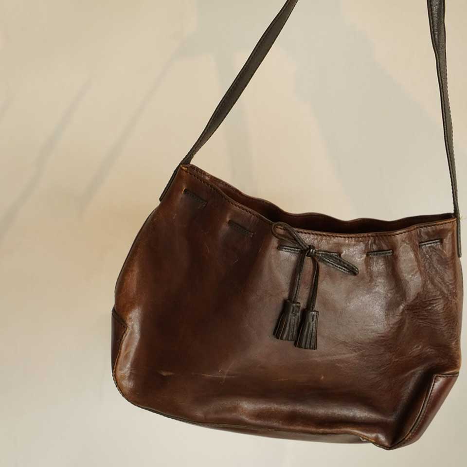 The Vintage Leather Drawstring Bucket Bag