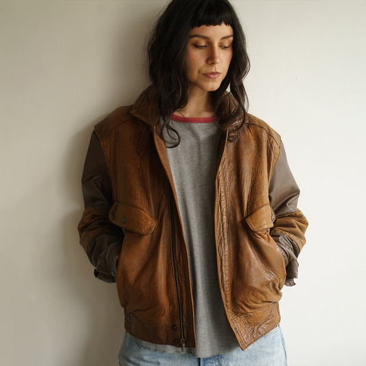 The Cognac Varsity Leather Jacket