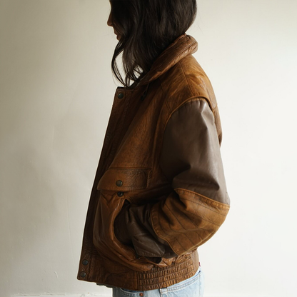 The Cognac Varsity Leather Jacket