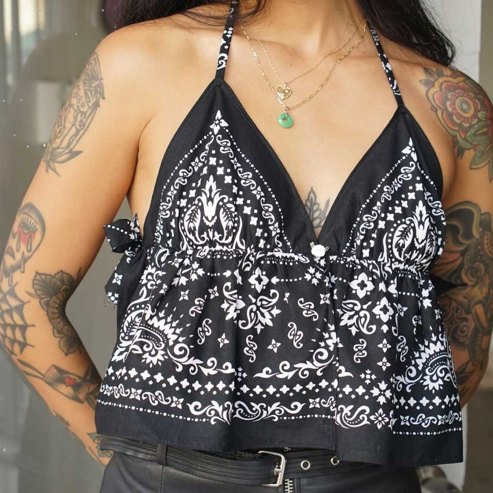 The Tie-Back Peplum Bandana Top