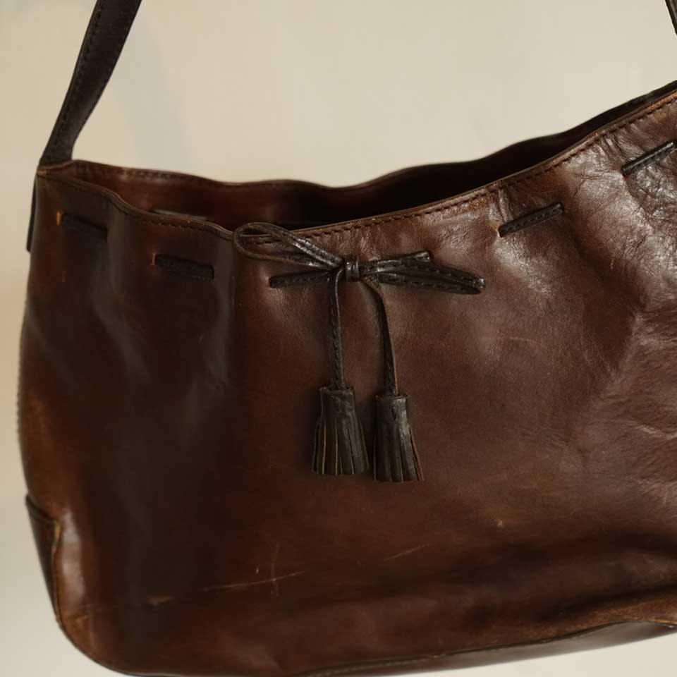 The Vintage Leather Drawstring Bucket Bag